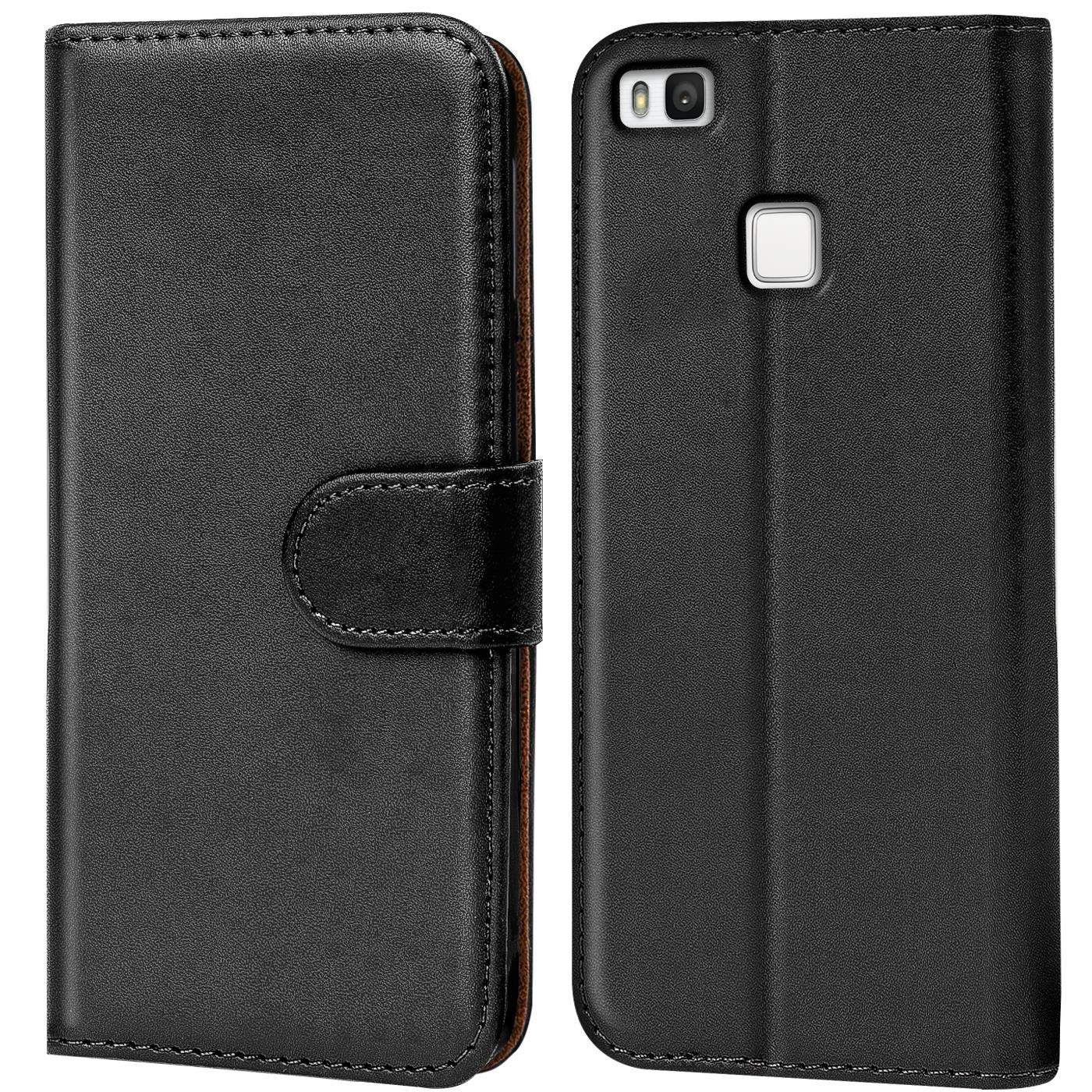 Verco Wallet Case for Huawei P9 Lite Book Cover with Magnetic Closure compatible with Huawei P9 Lite Flip Case with Card Slots Faux Leather - Black