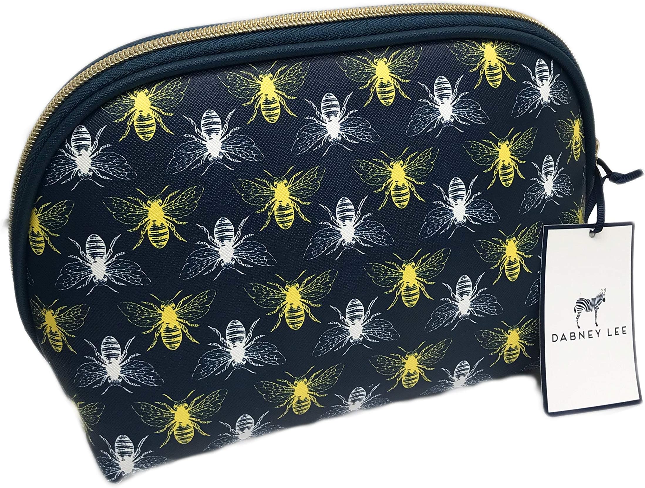 Dabney Lee Bumble Bee Print Dome Shape Zippered Cosmetic Makeup Pencil Case Travel Bag