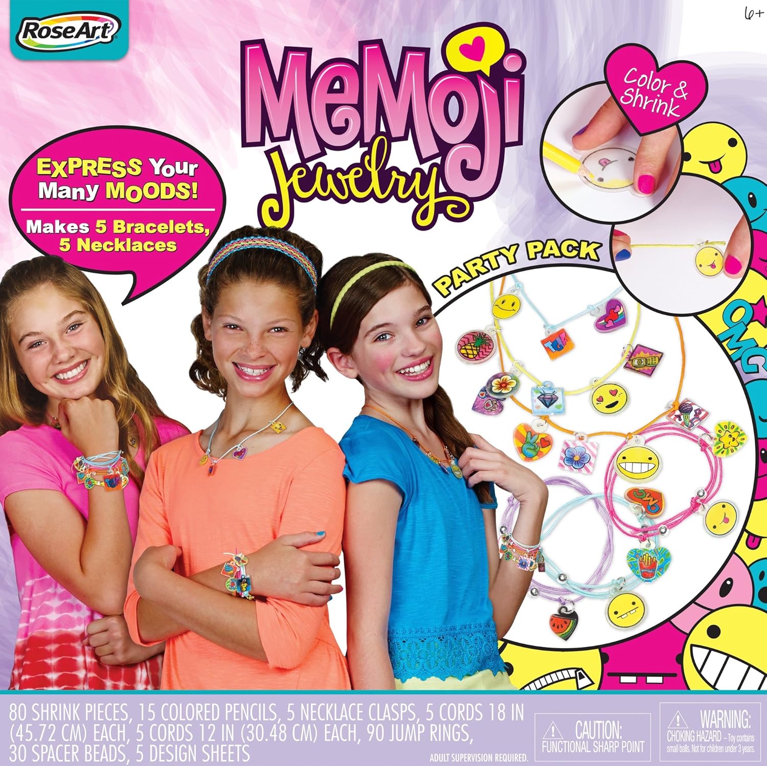 Amazoncom RoseArt Memoji Jewelry Color N Shrink Deluxe Party Pack