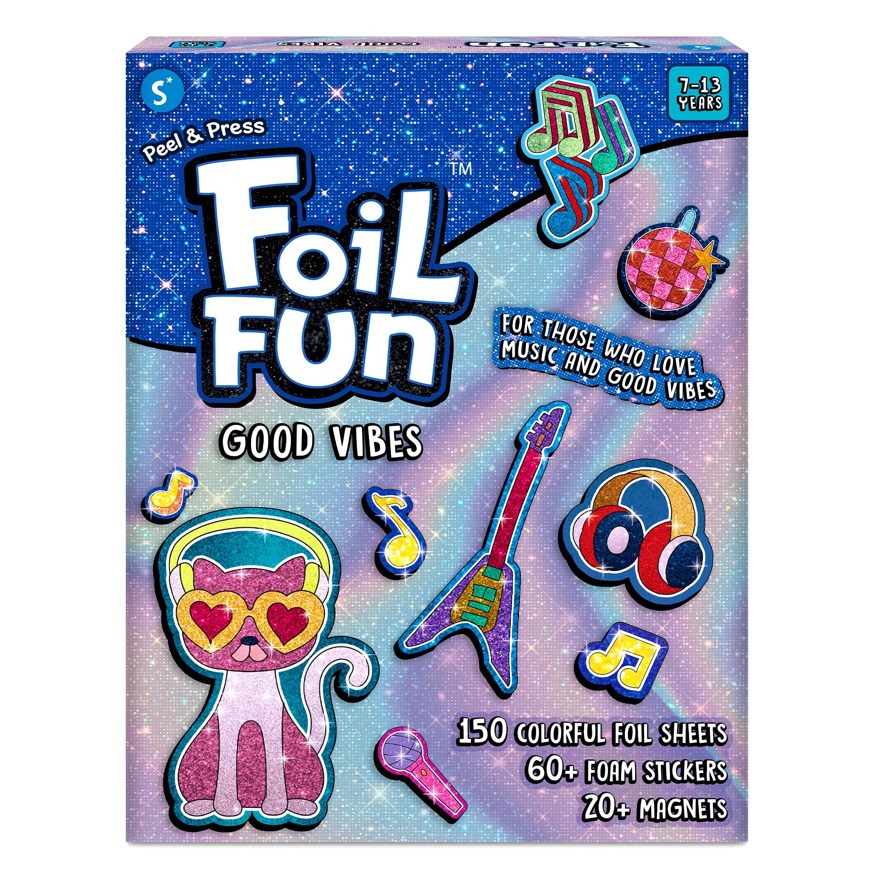 Skillmatics Foil Fun - Good Vibes, 20+ DIY Foil Art Magnets, Mess-Free Craft Kit, 60+ Foam Stickers, Creative Activity for Kids, Tweens, Teens (Ages 7-13), Adults, Gifts, Travel, Party Favor