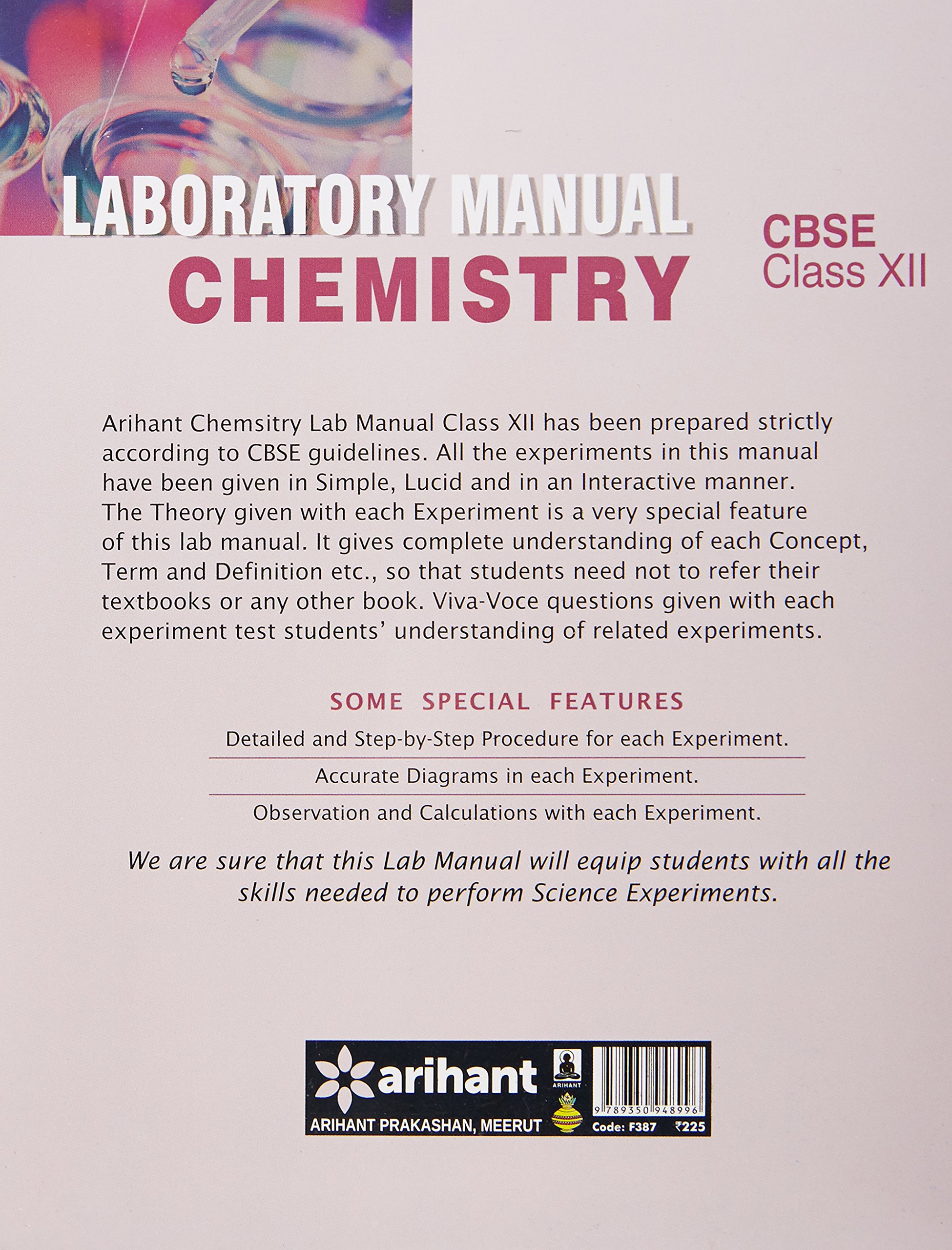 CBSE Laboratory Manual Chemistry Class 12th Experiments|Projects|Viva-Voce:  Amazon.in: Arihant Experts: Books