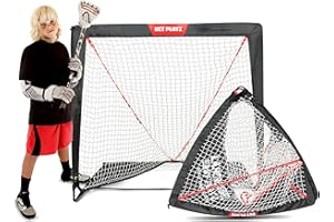 NET PLAYZ Kids Lacrosse Goal - Backyard Training, Practice & Exercise | Portable Lacrosse Net, Equipment & Gear, Black,NOH445