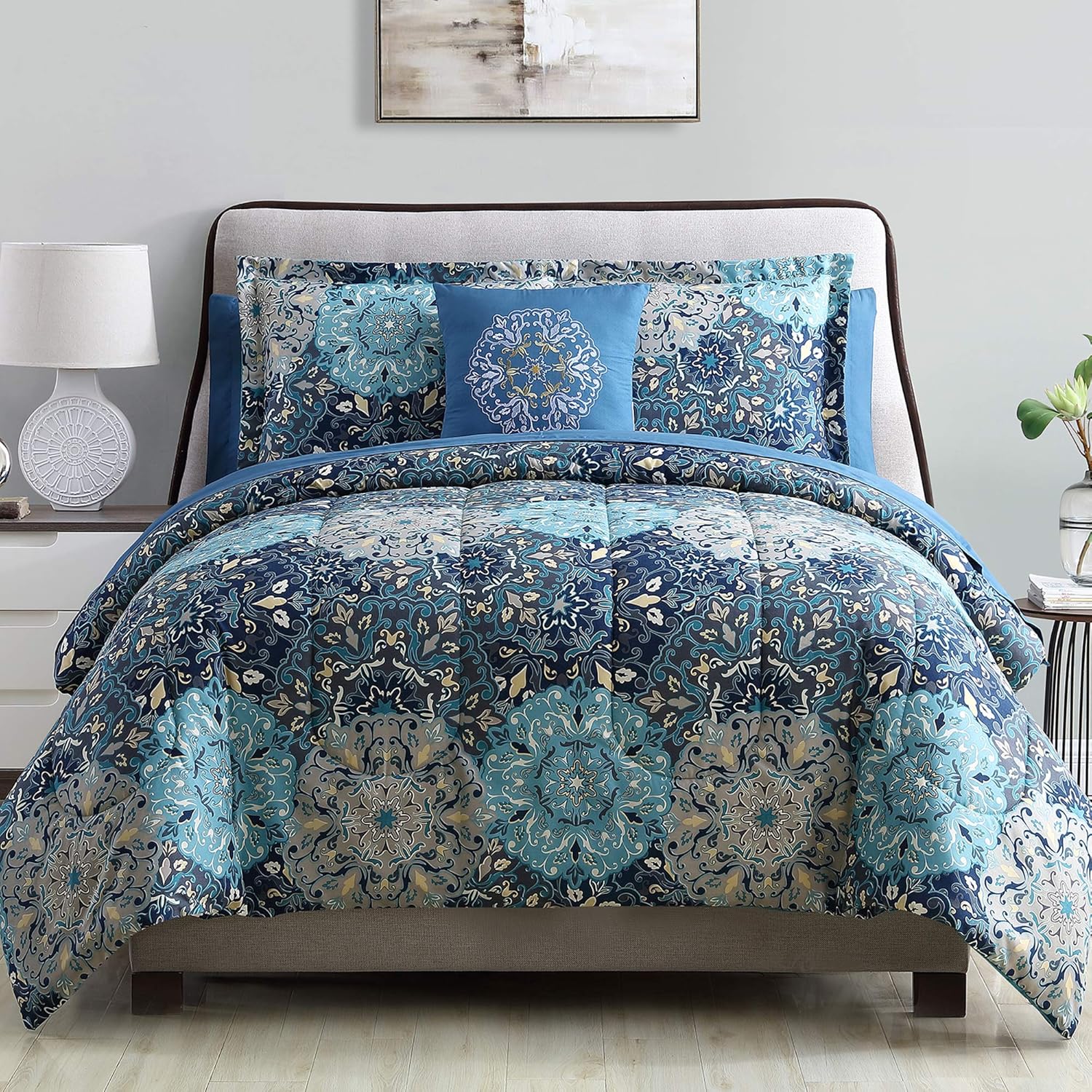 Granada Collection| 8-Piece Reversible Comforter Set, Ultra-Soft Complete Bedding Set by Amrapur Overseas