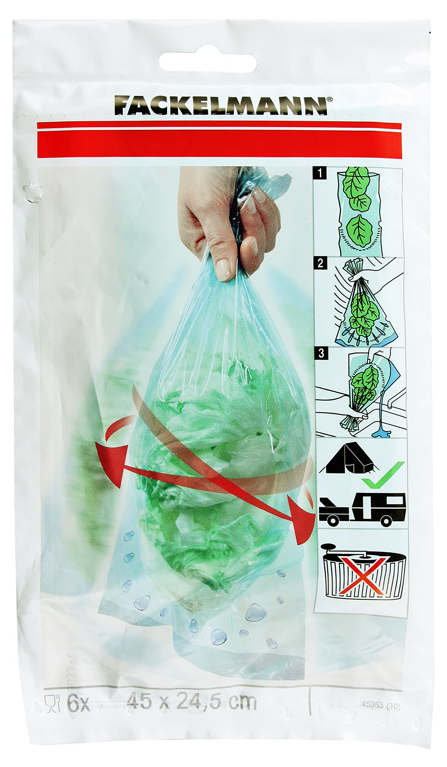 FACKELMANN Salad Spinner Bag, Kitchen Helper for Drying Salad (Colour: Transparent), Quantity: Pack of 6.