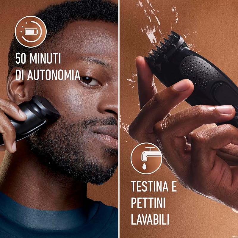King C. Gillette Rasoio Elettrico Barba, Regolabarba Uomo Senza Fili con 5 Pettini Intercambiabili, 1 Spazzolina di Pulizia, 1 Caricatore e 1 Custodia con Zip