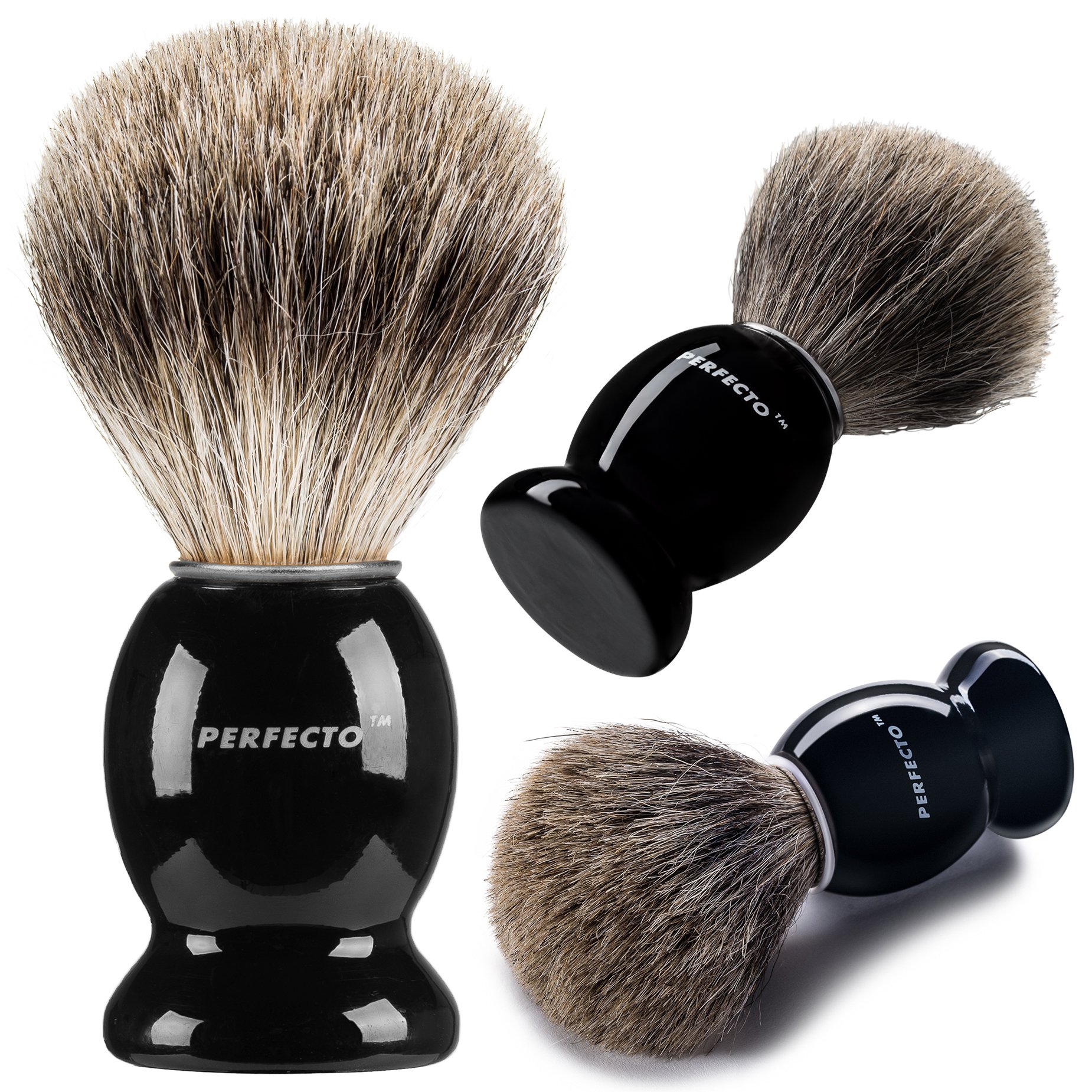 Photo 1 of Perfecto 100% Pure Badger Shaving Brush-Black Handle- Engineered for The Best Shave of Your Life. for, Safety Razor, Double Edge Razor, Straight Razor or Shaving Razor, Its The Best Badger Brush.
