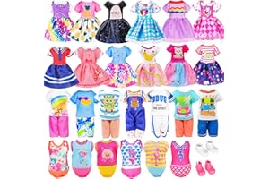 13 Packs 5.3 Inch - 6 Inch Doll Clothes and Accessroise for Chelsea Doll - 5 Girl Dress,3 Sport Outfits,3 Swimsuits,2 Pair Sh