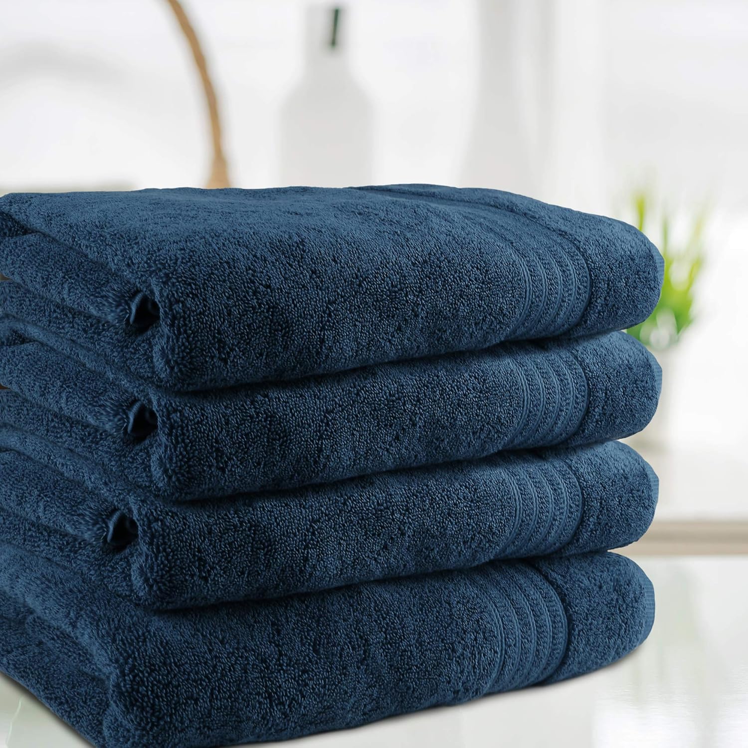TRIDENT Soft Comfort 100% Air Rich Cotton Yarn Towels, 4 Piece Set -4 Bath Towels, Super Soft, High Absorbent, 550 GSM, Machine Washable (Peacock): Kitchen & Dining