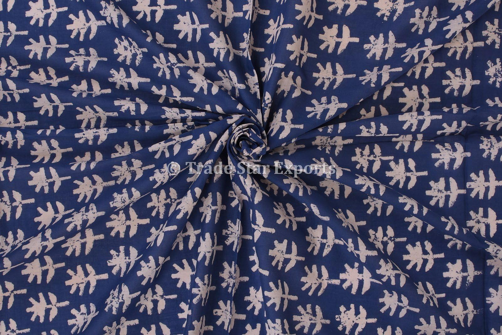 3 Yard Indigo Handmade Block Print Fabric for Dressmaking, Cotton Voile Indian Upholestry Fabric by The Yard (Pattern 16)
