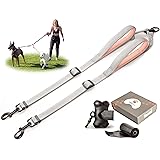 CBCpet Double Dog Leash for Running/Walking/Hiking with Adjustable Splitter and Strong Dual Handles, Tangle-Free, for 2 Medium or Large Dogs & Poop Bags Dispenser Kit
