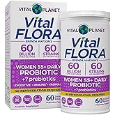 Vital Planet - Vital Flora Probiotics for Women Over 55 Daily Shelf Stable Probiotic 60 Billion CFU, 60 Diverse Strains, 7 Organic Prebiotics, Immune Support and Digestive Health 60 Capsules