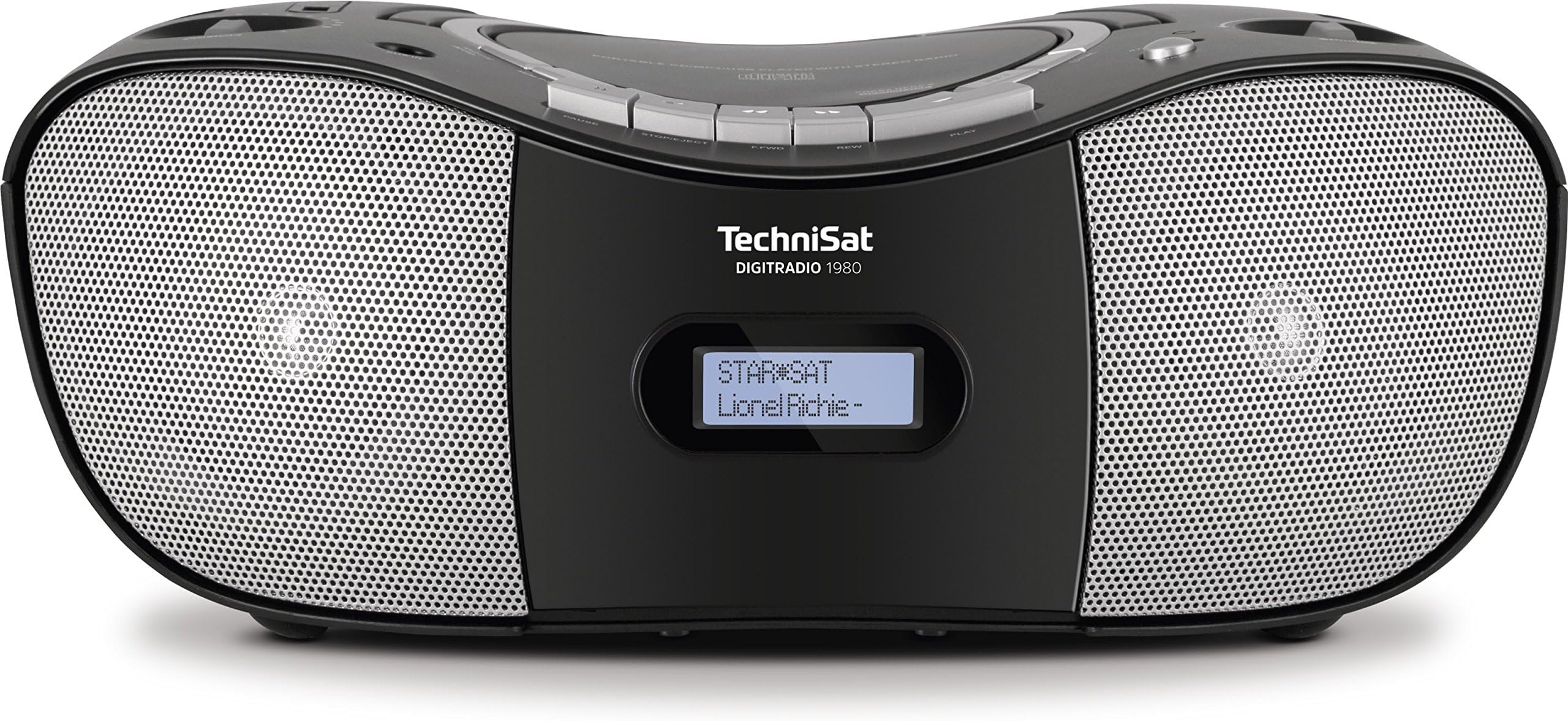 TechniSat Digitradio 1980 Stereo CD Radio Boombox (DAB+, VHF, USB Interface, CD Player, Cassette Deck, Headphone Jack, USB, AUX in) Black