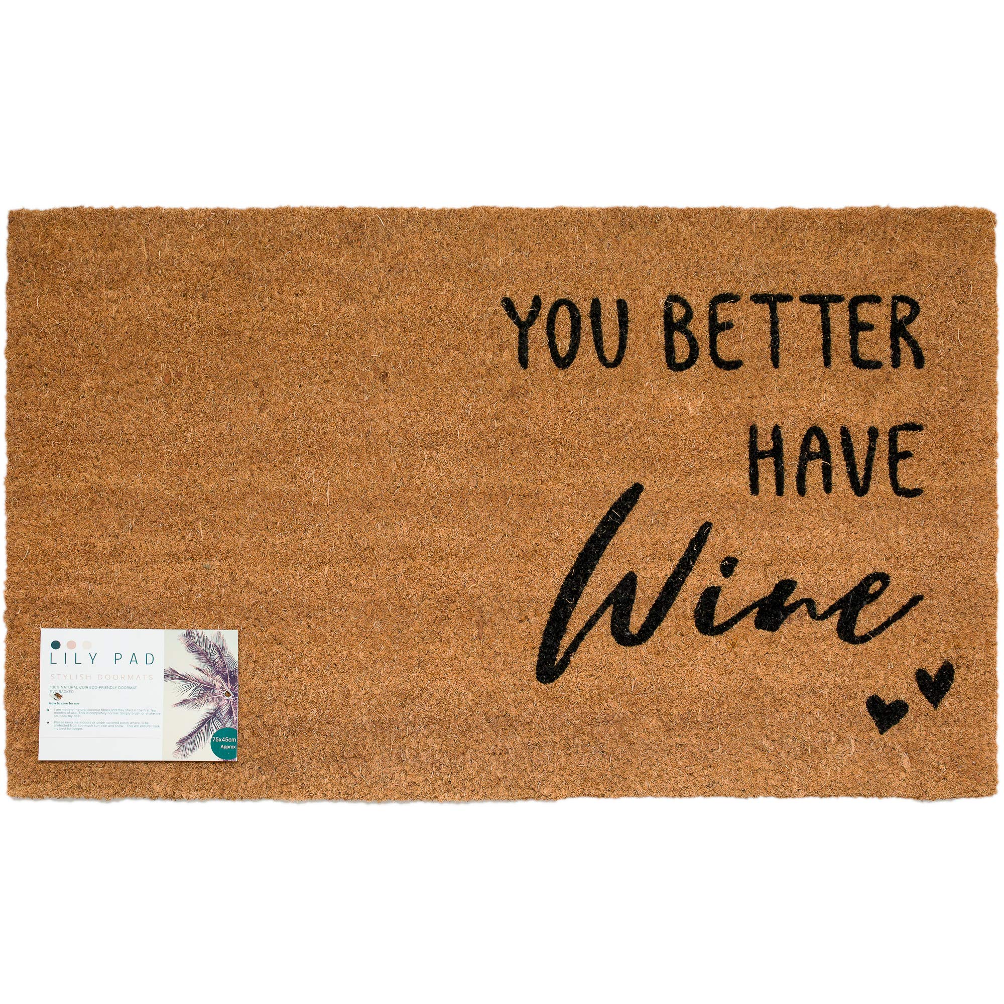 LP Coir Doormats - Heavy Duty, Large (75 x 45cm), Indoor/Outdoor Sheltered Welcome Mat - Wine Design
