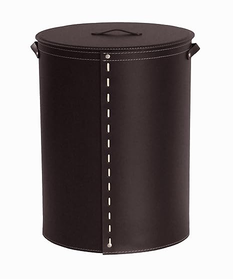 RICKY: Wäschekorb aus leder farbe Dunkelbraun, Wäschesammler Wäschebox