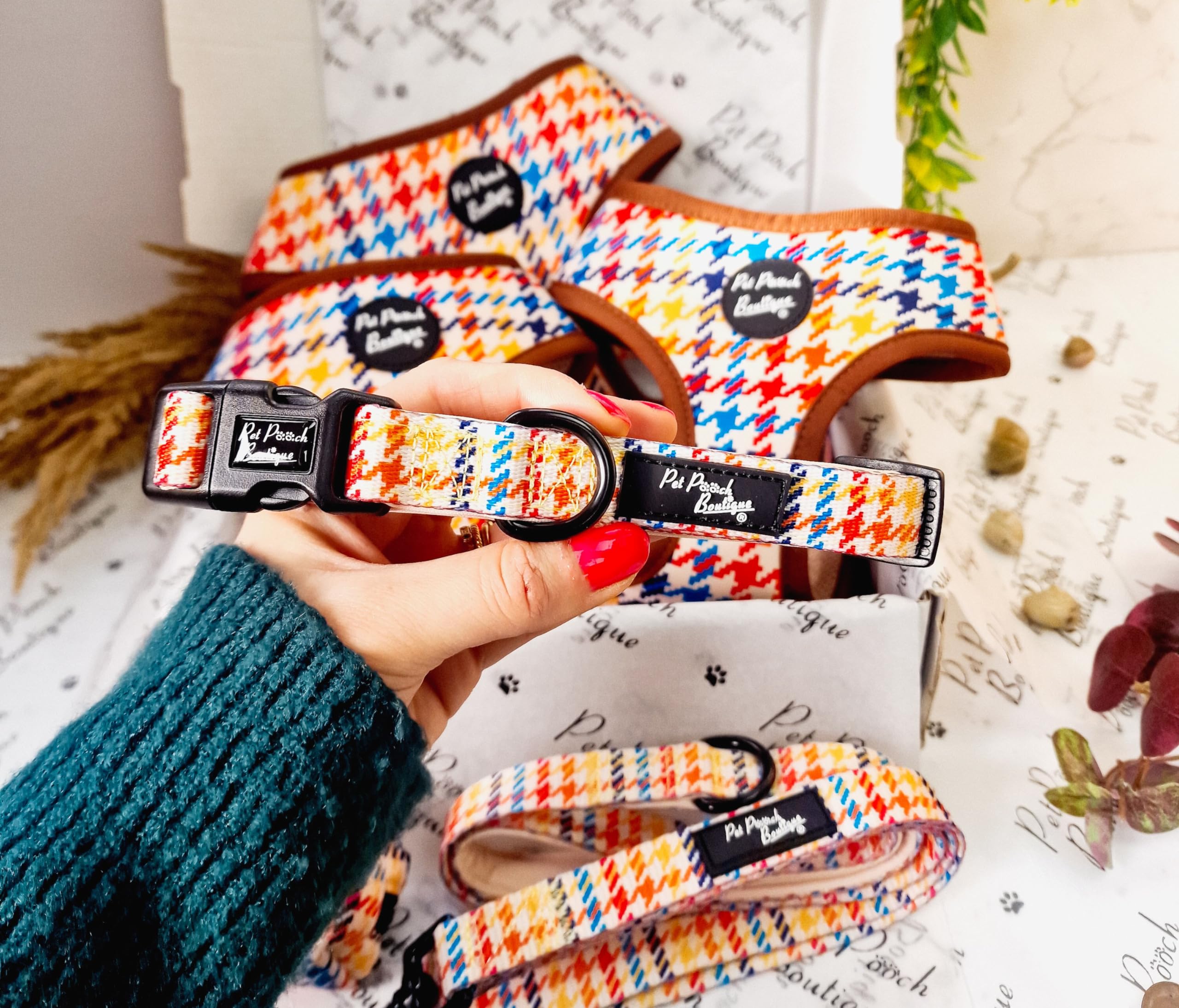 LIONHEART HOUNDSTOOTH DOG COLLAR L