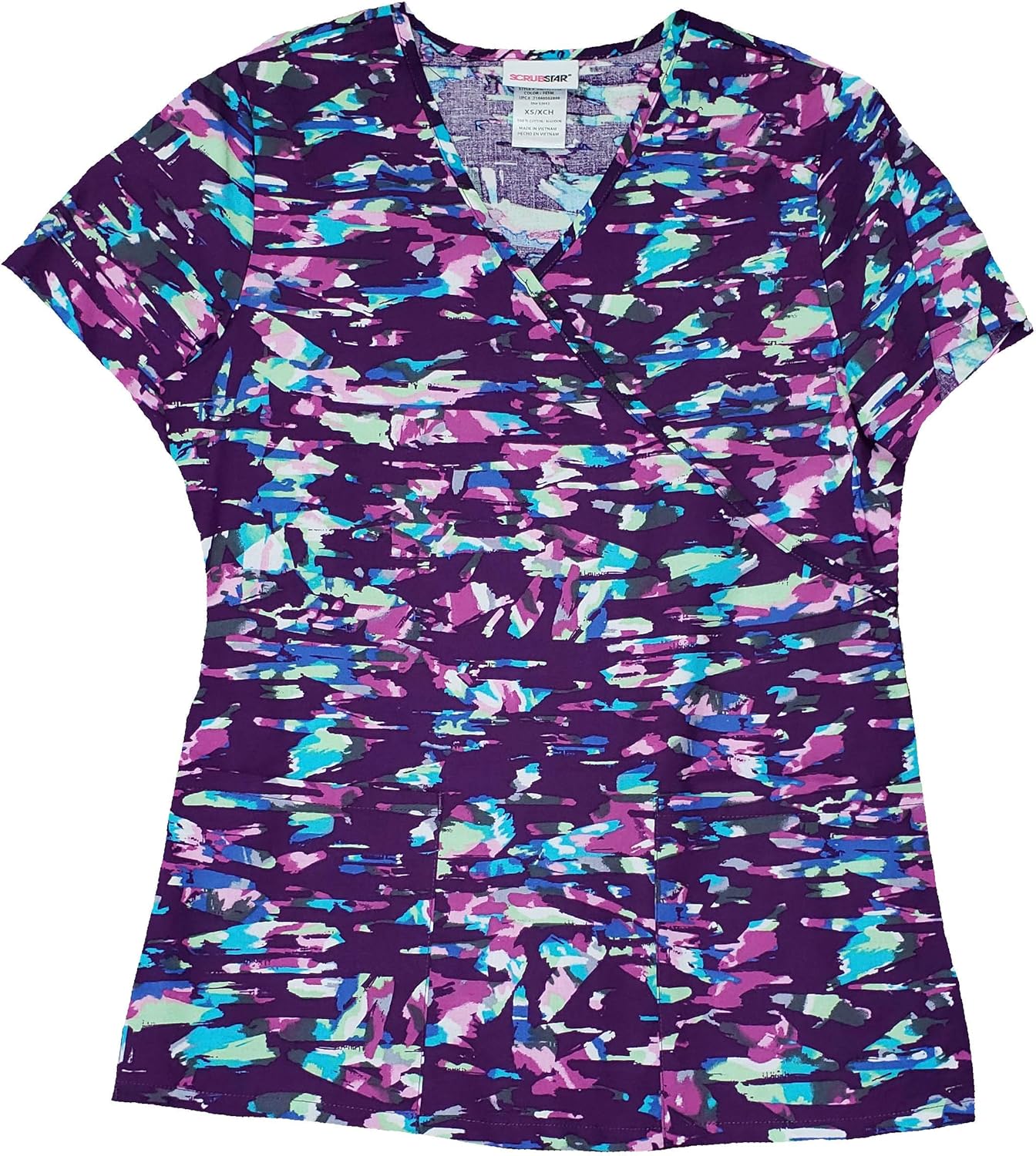Purple Abstract Pattern VNeck Scrub Top Purple XSmall Amazon.co