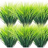 Grunyia 20 Bundles Artificial Outdoor Plants, Fake Wheat Grass Greenery Shrubs UV Resistant Faux Plastic Plants Garden Porch Window Box Décor (Grass)