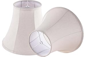 JERHOUS Beige Bell Lamp Shades Set of 2 Medium LampShade 6.7``Top x 13``Bottom x 10``High(Spider) Traditional Lamp shades for Table & Bedside Lamp - Hand Crafted Shade Replacement