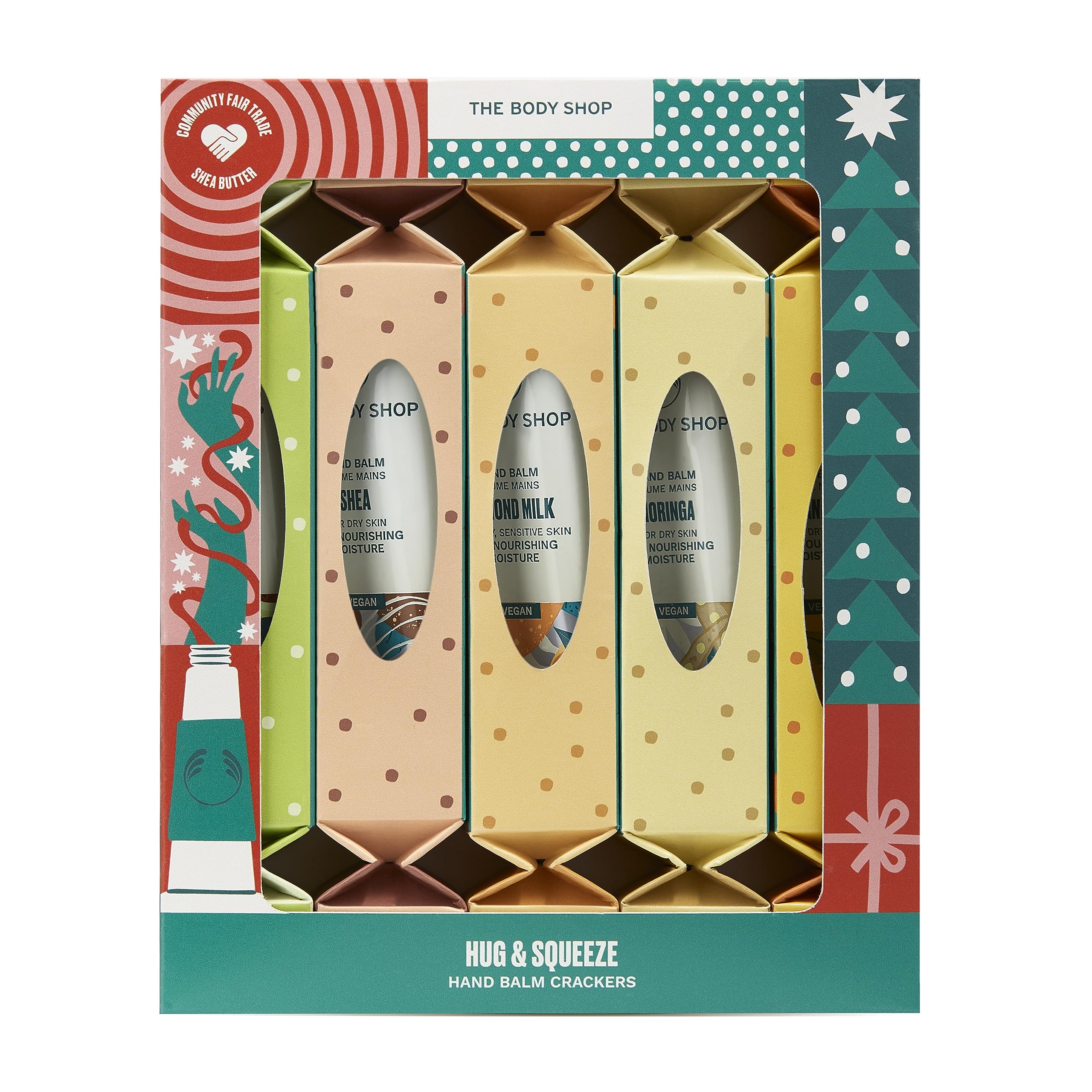 The Body Shop Hug & Squeeze Hand Balm Body Care Holiday Gift Set, Vegan, 5-Piece Set