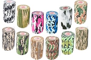Prairie Horse Supply Vet Wrap Tape Bulk (Assorted Camo Colors) (12 Pack) (4 Inches Wide) Vet Wrap Medical First Aid Tape Self Adhesive Adherent for Ankle Wrist Sprains and Swelling