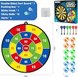 FHNSEL Kids Dart Board Set Double-Sided with 12 Sticky Balls 6 Darts Indoor view 2