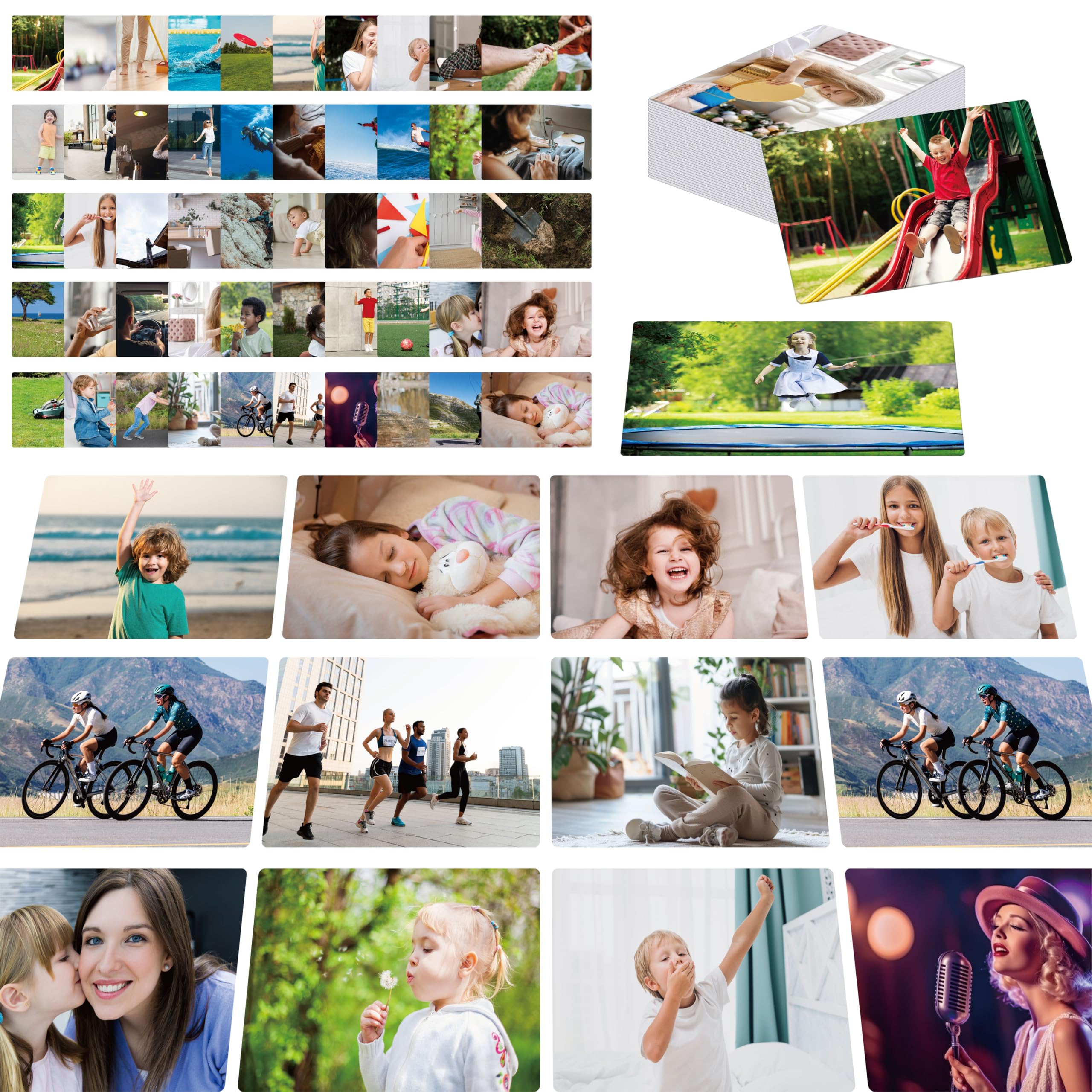 Photo 1 of 50 Verb Flashcards, Picture & Word Cards Action Language Builder Visual Aid Language Learning Tool for Autism, ESL Teaching Materials for Adults, Non-Verbal Children Vocabulary Builder for Kids