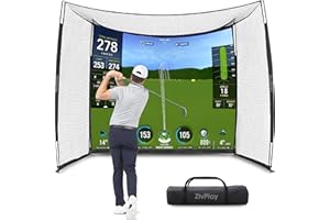ZIVPLAY Golf Cage Net with Impact Screen 10 x 8 Ft Golf Hitting Cage with Side Enclosure and Top net to Practice with Simulator at Home Indoor Outdoor Backyard