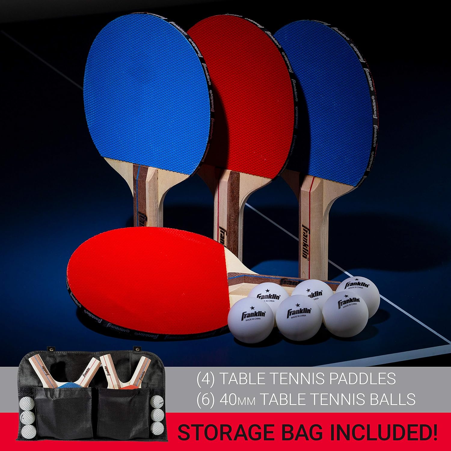 Franklin Sports 4 Player Table Tennis Paddle and Ball Set : Sports & Outdoors