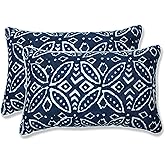 Pillow Perfect Outdoor/Indoor Merida Indigo Lumbar Pillows, 18.5" x 11.5", Blue, 2 Pack