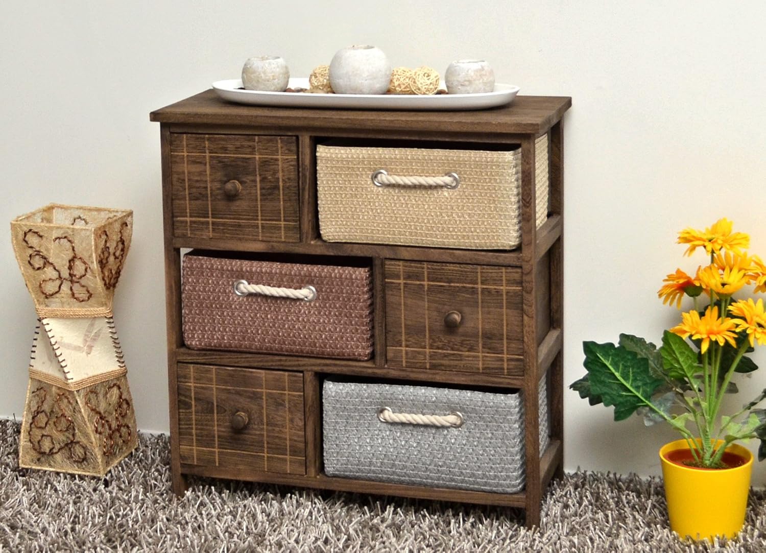 ts-ideen Landhaus Kommode Shabby Used Antik Look Schrank Regal mit
