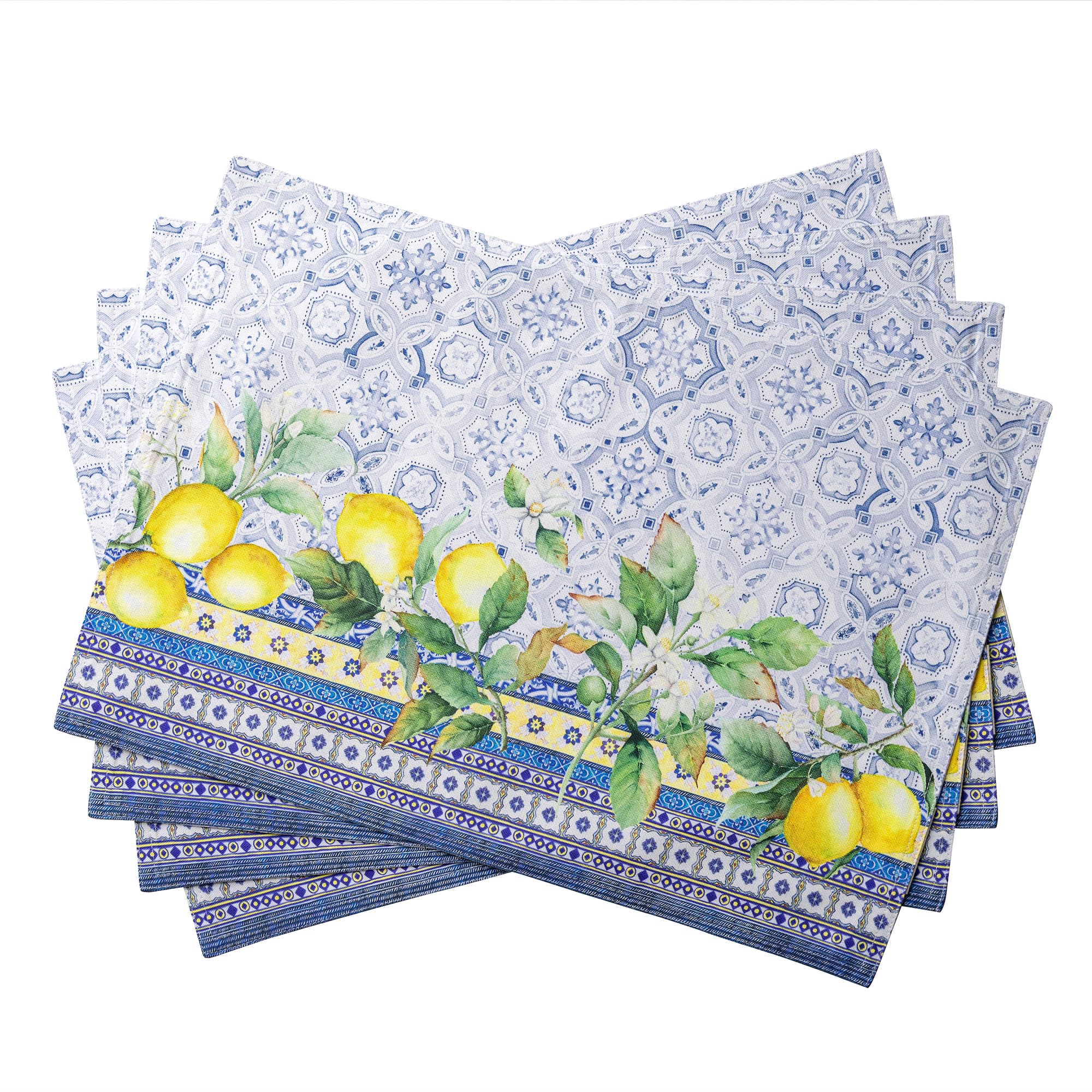 Maison d' Hermine Placemats Set of 4 100% Cotton Washable Reusable Table Mats for Home Kitchen Dining Party Wedding Restaurant Gifts for Mothers Day (Citrus, 33 CM x 48 CM)
