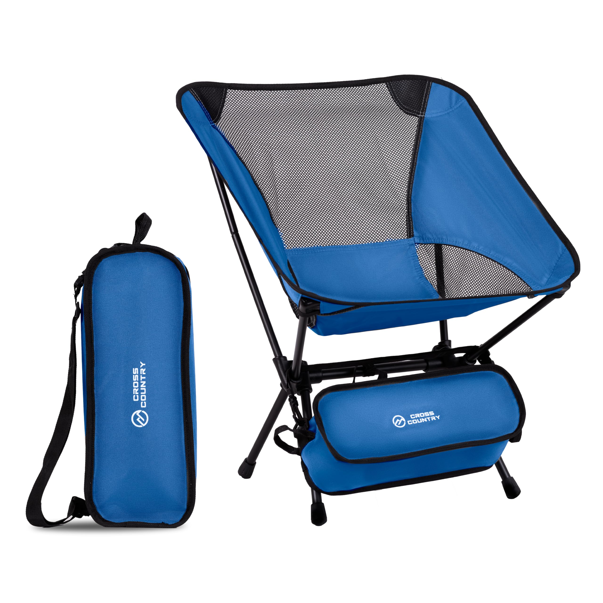CROSS COUNTRY Lightweight & Portable Camping Chair - Collapsible & Foldable Outdoor Chair for Adults with Storage Bag for Camping, Travel, Hiking, Fishing & Picnic