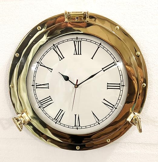 Maritime Clocks Antiques Solid Brass Ships Porthole Wall Clock Maritime