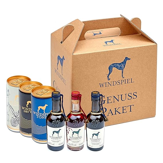 Gin Tonic - Set Windspiel Gin Dry Gin, Sloe Gin und Navy Gin (3 x 0,05l) + 3 Dosen Tonic Windspiel Dry Tonic, Windspiel Premi