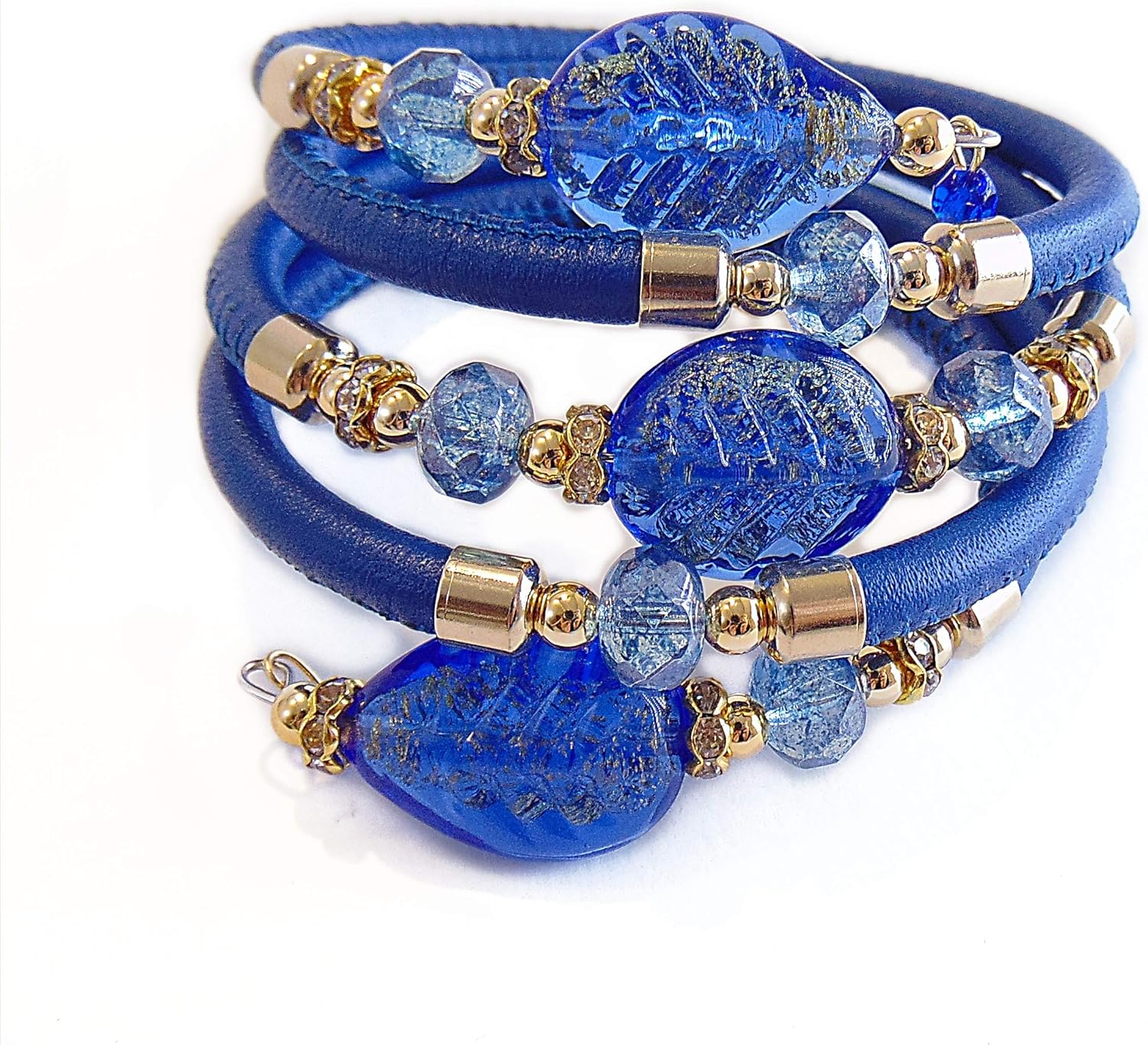 VENEZIA CLASSICA DamenArmband mit Perlen aus Muranoglas und Leder