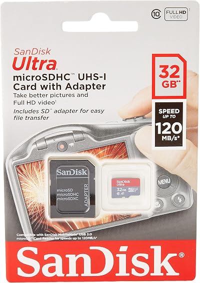 SanDisk 32GB Ultra microSDHC Card Full HD Video A1 App Performance UHS-I U1 +