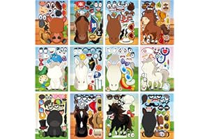 48PCS Horse Stickers for Kids- Make a Horse Face Stickers Party Favors Decorations Games Crafts Activities for Kids Toddler Classroom Birthday Back to School