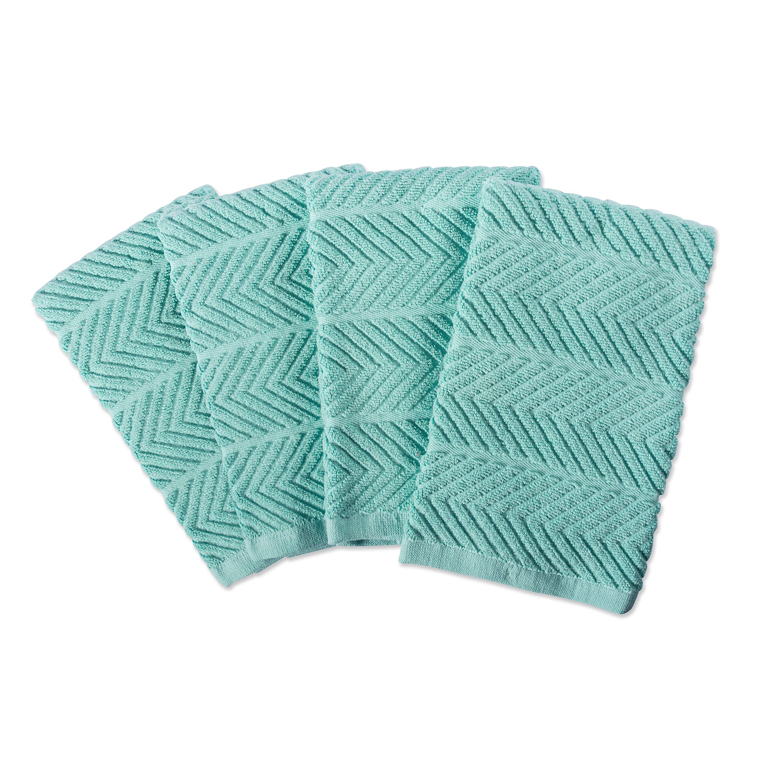 DII Chevron Dishtowel Set, Cotton, Aqua, 16x19