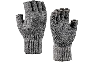 Riverruns Wool Fingerless Gloves for Men Women, Anti-Slip with Grip Print, Thermal & Soft Winter Fingerless Knitted Gloves