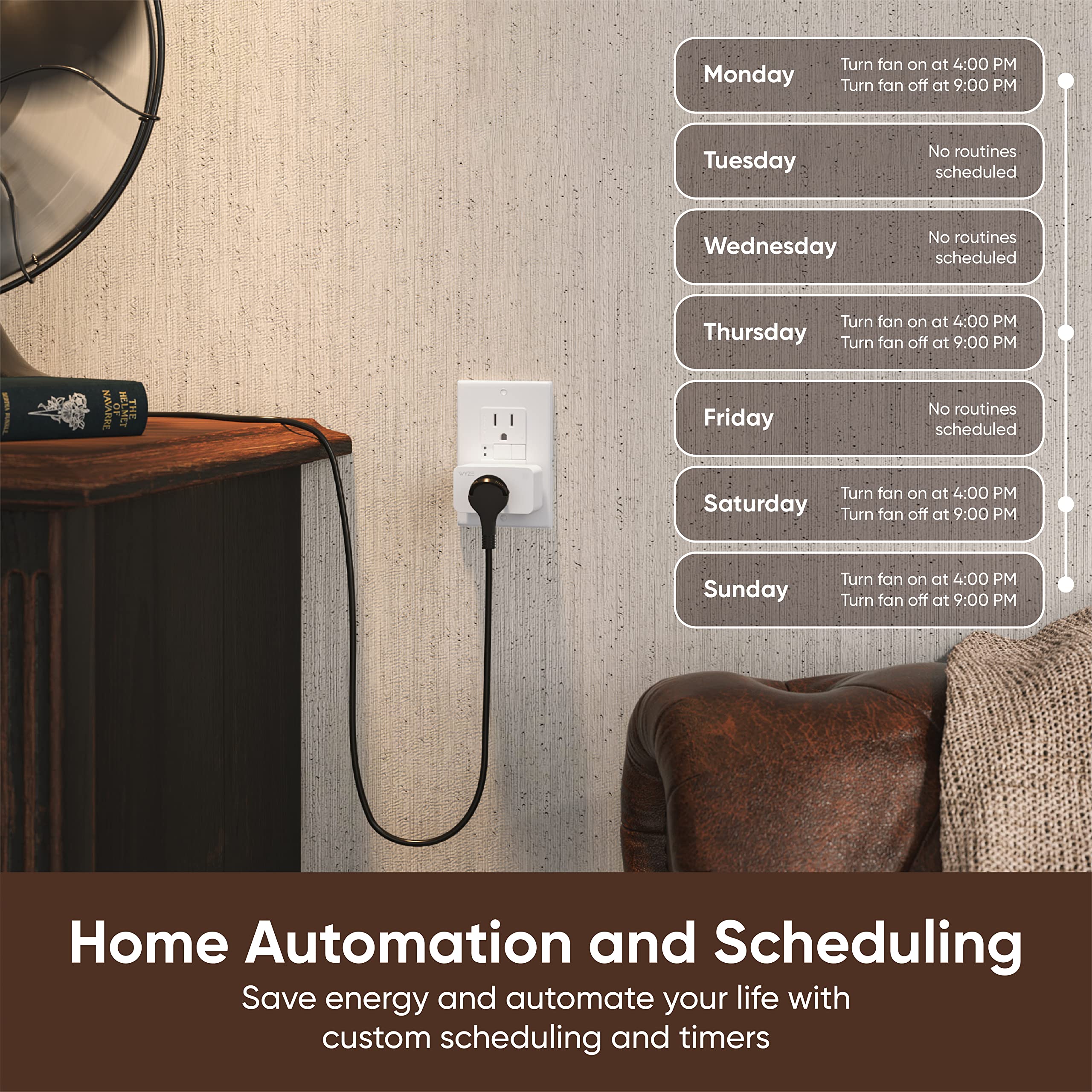 Wyze Plug, 2.4GHz WiFi Smart Plug, Works with Alexa, Google Assistant, IFTTT, No Hub Required, Two-Pack, White - View 3