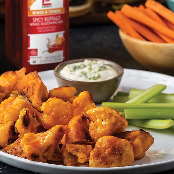 LAWRY’S SPICY BUFFALO WINGS SEASONING MIX, 21.5 OZ – ONE 21.5 OUNCE CONTAINER OF SPICY BUFFALO POWDER SEASONING FOR RECIPE CUSTOMIZATION, BEST FOR CHICKEN WINGS, BAR BITES, MOZZARELLA STICKS AND MORE