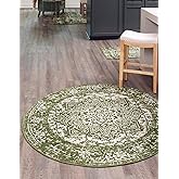 Unique Loom Richmond Collection Area Rug - Medallion (10' Round Green/Ivory)