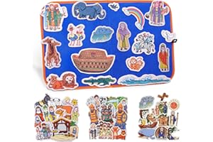 CHEFAN 4 Pack Felt Board Bible Stories Set, Flannel Board Stories Include Noah's Ark, Jonah and The Whale, David and Goliath, The Nativity of Jesus, 50 pcs Precut Flannel Graph Bible Toys for Kids