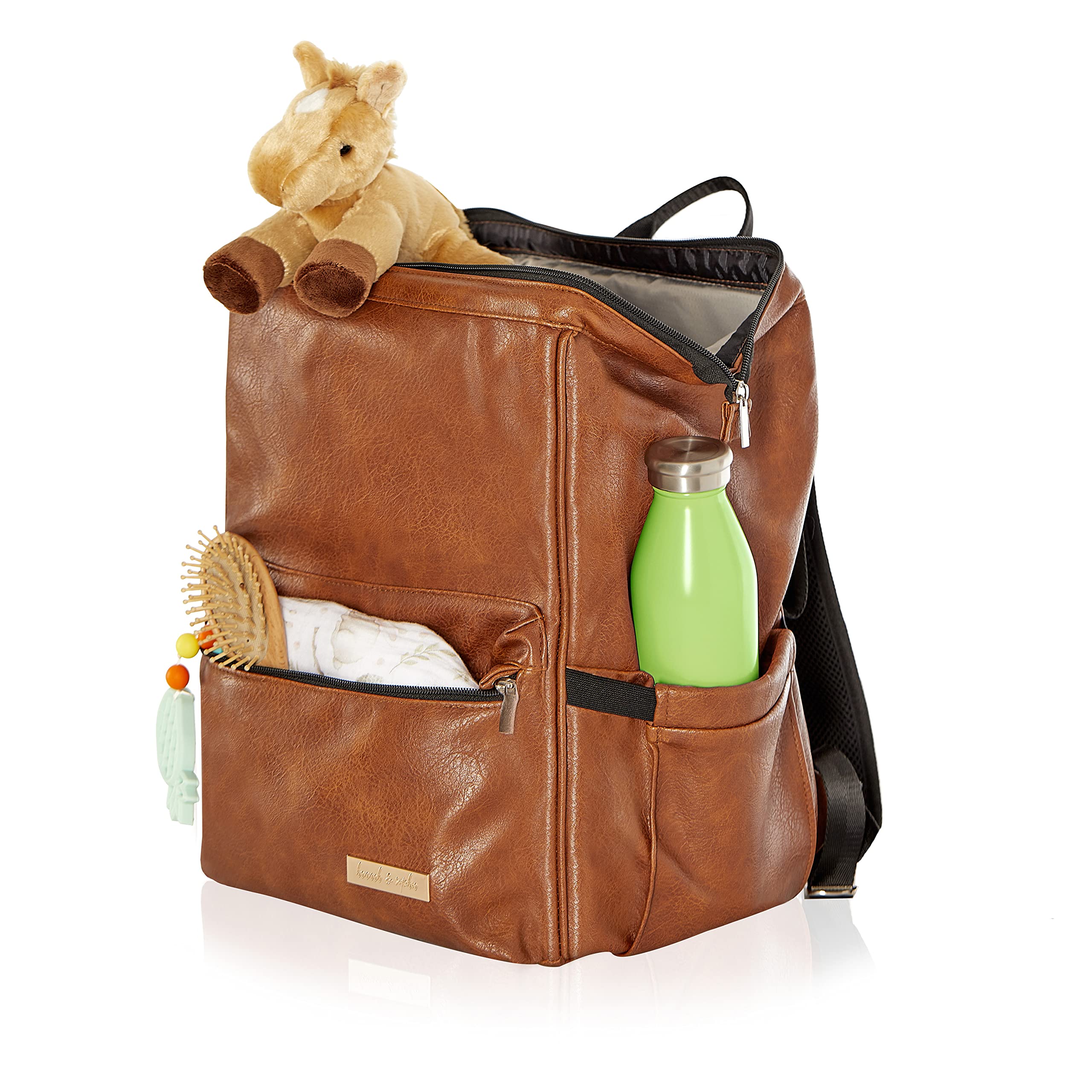 Hannah & Sophia Soho Traverse Baby Diaper Bag Backpack in Brown Leather