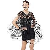 BABEYOND 1920s Shawl Wraps Long Fringed Evening Cape Sequin Beaded Party Shawl