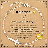 VULETO Softball/Volleyball/Soccer/Basketball Football Bracelet for Girls Women, 14K Gold Plated Cross Link Chain Sport Accessories Christian Jewelry Gifts for Teens Team Coach Players