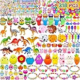 bider 318 pcs Easter Eggs with Toys inside Bulk filled Easter Basket Stuffers Egg Hunt Easter Party Favors for Kids Toddlers Boys Girls 100 pack