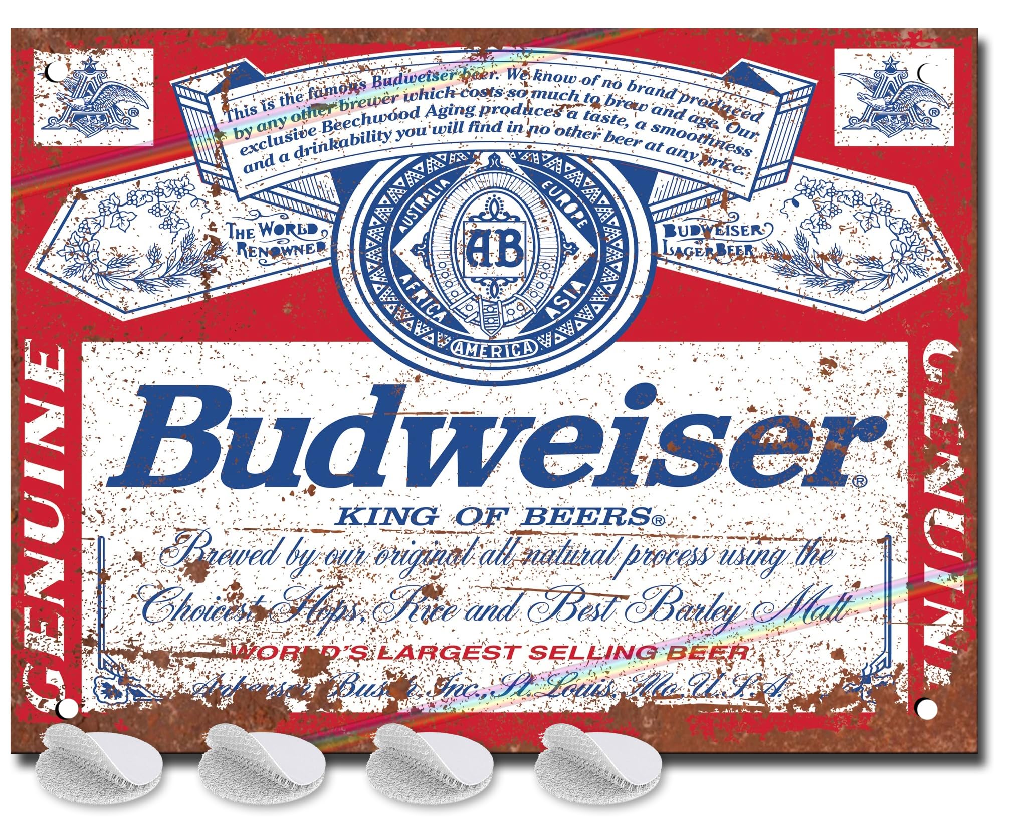 Budweiser Metal Bar Signs - Fixings Included - Bar Accessories for Home Pub or Outdoor Garden Pub Wall Plaque for Man Cave Gift Ideas Beer Signs with Vintage Memorabilia sign