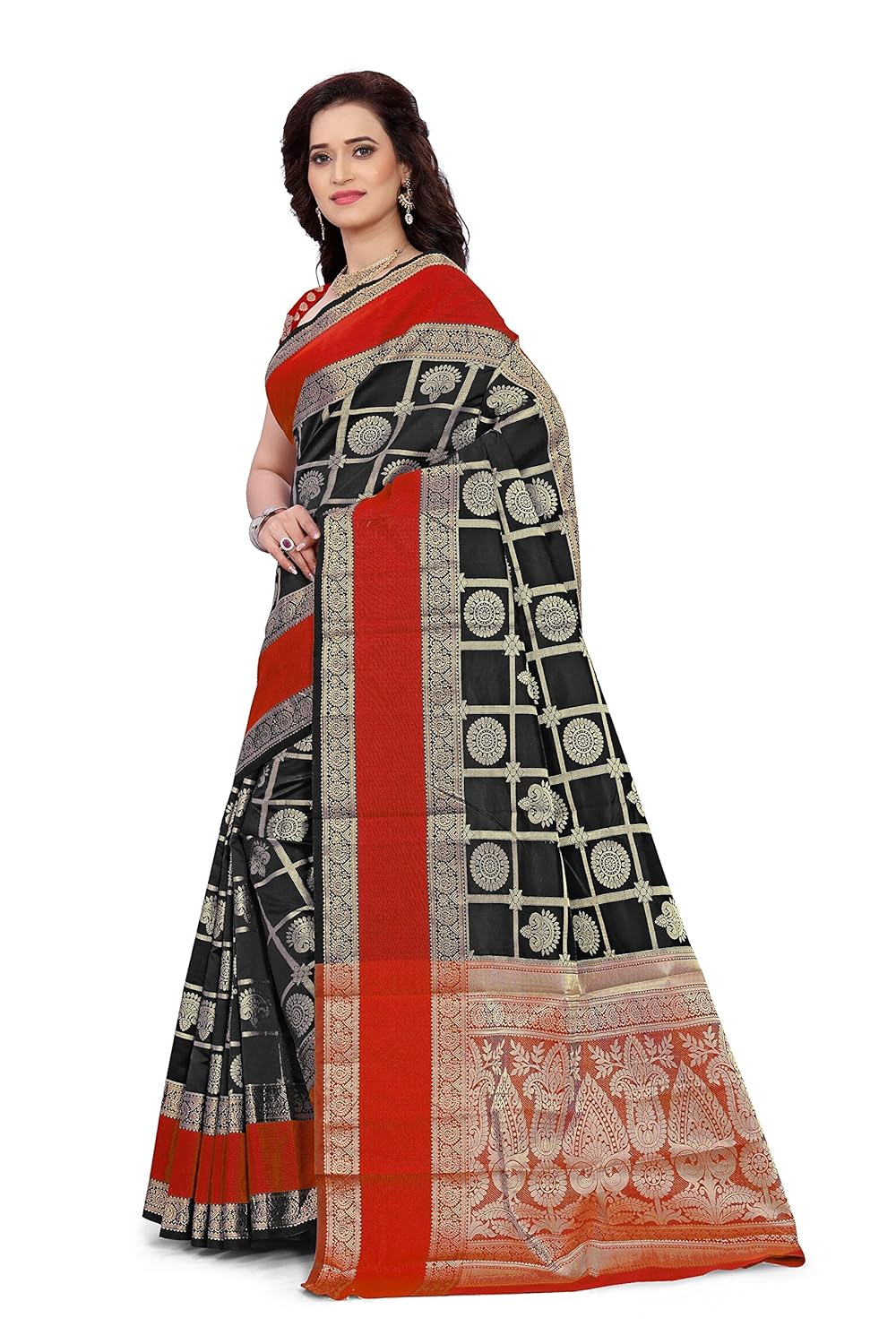 indian fashionista women's banarasi silk saree with blouse piece (butta saree)