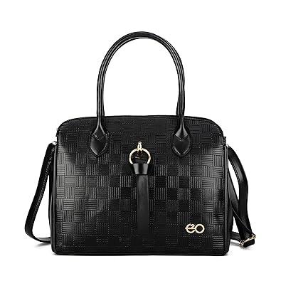 E2O Solid Black Satchel With Long Belt